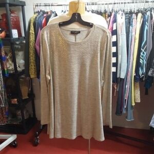 Womens Metallic Long Sleeve Top